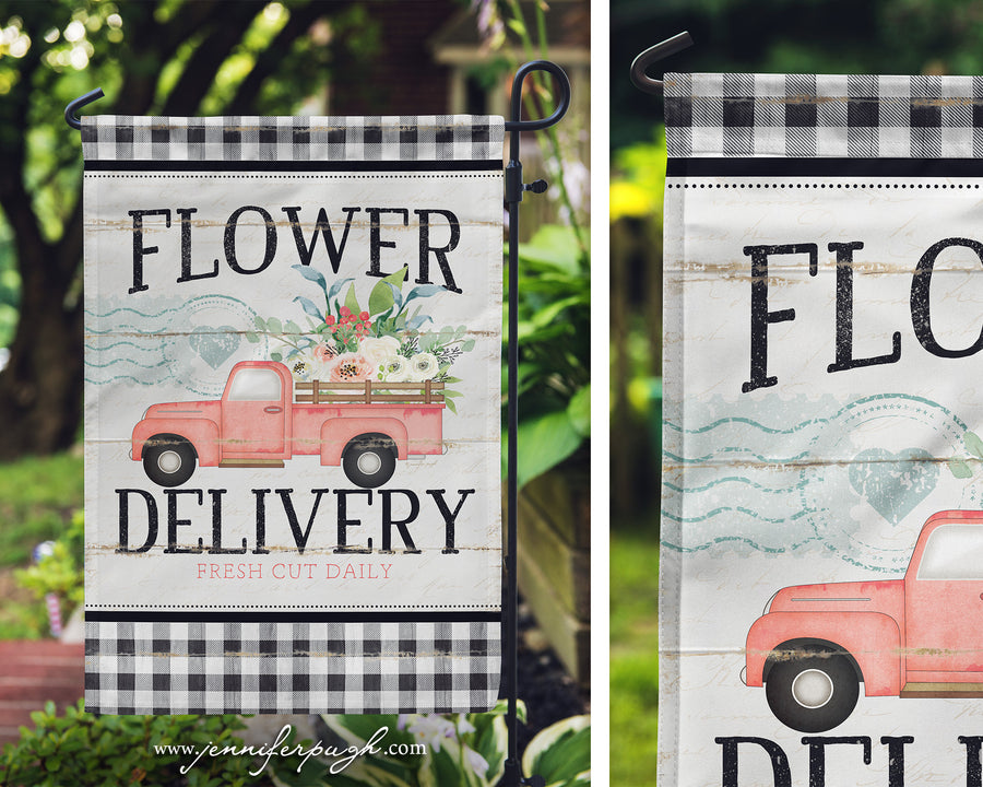 Flower Delivery Truck Garden Flag - 12.5" x 18"