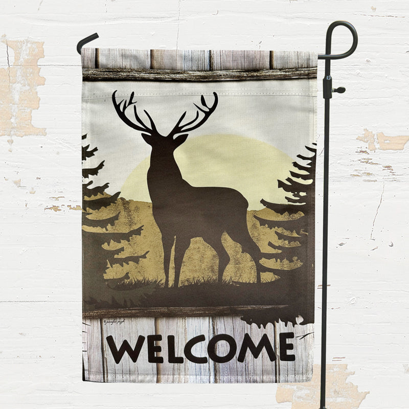Deer Welcome Lodge Garden Flag - 12.5" x 18"