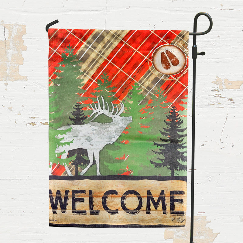 Elk Welcome Lodge Garden Flag - 12.5" x 18"