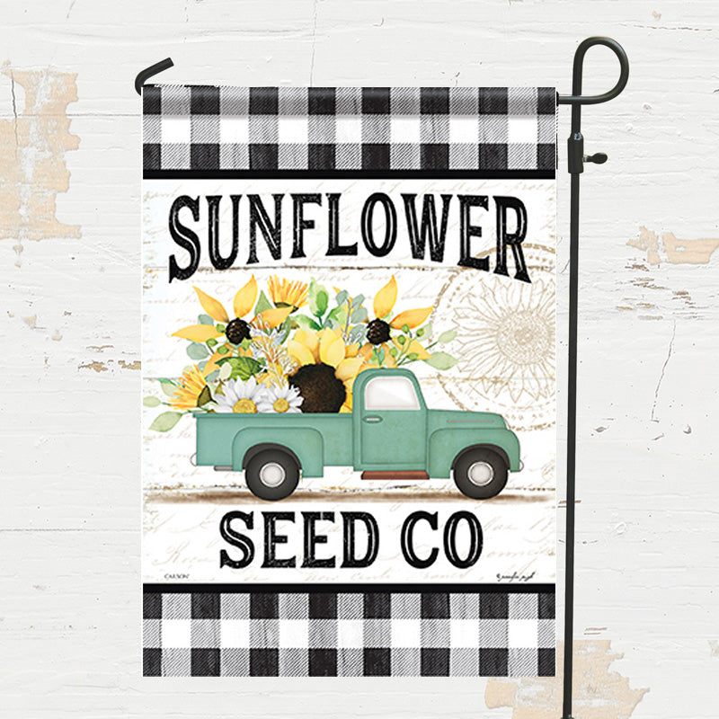 Sunflower Seed Co Truck Garden Flag - 12.5" x 18"